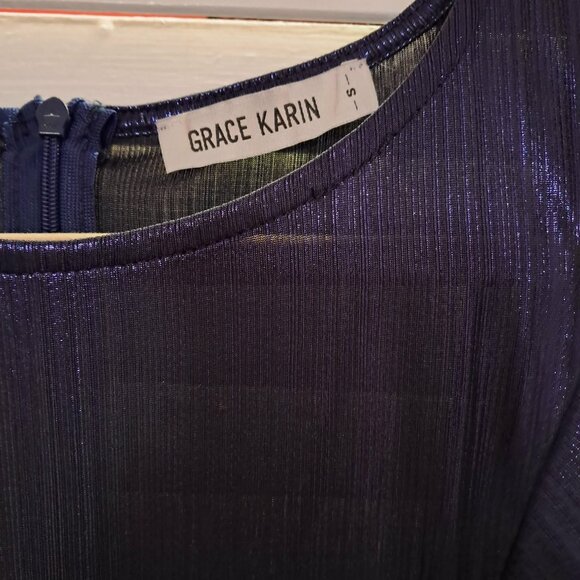 BEAUTIFUL GRACE KARIN SHIMMER PURPLE PARTY DRESS SMALL - Picture 4 of 5